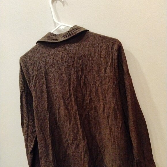 Brown Gauze/crinkle button up - Picture 5 of 5